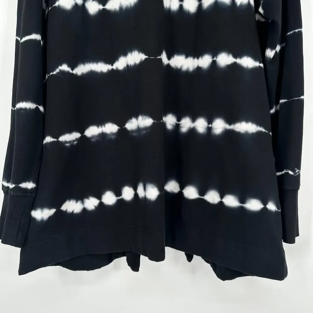 Bass Tie Dye Open Front Cardigan Draped Pocket Sweater Sweatshirt Boho - Picture 8 of 10